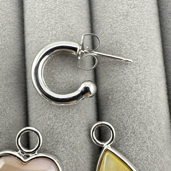 Honora Pearl Earrings Interchangeable 4 Charms Heart Sterling Silver Dangle Drop - Picture 4 of 9